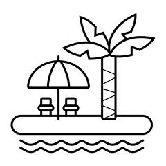 Summer holiday line icon concept. Summer holiday vector