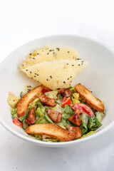 Baked vegetable salad with eggplant cream