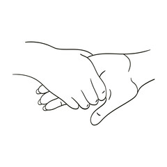 Hand drawn sketch illustration of a handshake, partnership concept.
Vector modern flat design linear gesture handshake icon. Hand touch, hold hand, do not let go of your palm.