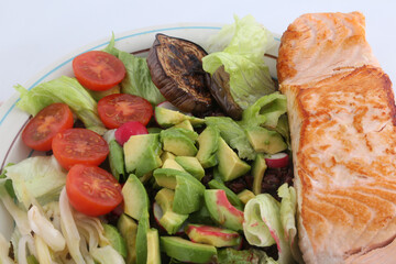 salmon with salad