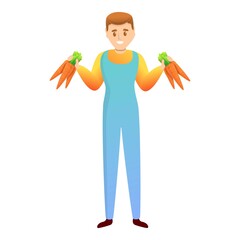 Farmer take fresh carrots icon. Cartoon of farmer take fresh carrots vector icon for web design isolated on white background