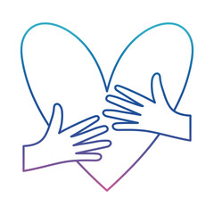 Heart with hands hugging degraded line style icon vector design