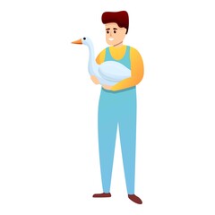 Farmer take goose icon. Cartoon of farmer take goose vector icon for web design isolated on white background