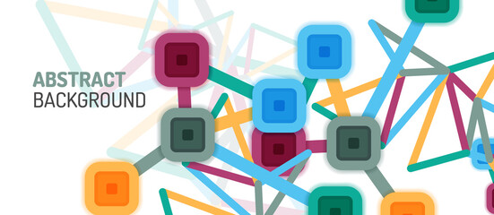 Abstract square dot connections, flat style multicolored geometric background for Wallpaper, Banner, Background, Card, Book Illustration, landing page or poster design