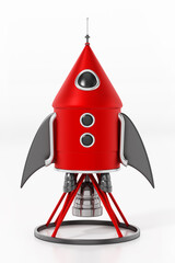 Vintage space rocket isolated on white background. 3D illustration