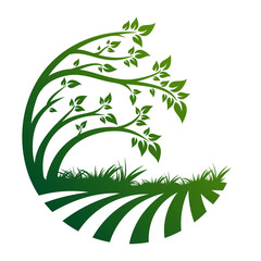 The Round green tree symbol with field.