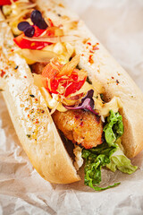 sandwich with chicken and vegetables