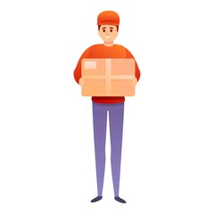 Postman parcel icon. Cartoon of postman parcel vector icon for web design isolated on white background