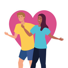 happy couple with heart background, healthy lifestyle, celebrating holiday