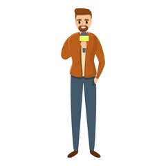 Tv presenter icon. Cartoon of tv presenter vector icon for web design isolated on white background