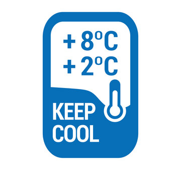 Keep cool. Do not freeze. Food package label, storage instruction vector  design Stock Vector
