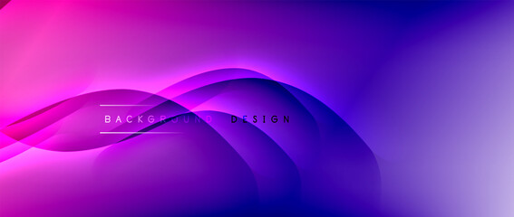 Fluid gradient waves with shadow lines and glowing light effect, modern flowing motion abstract background for cover, placards, poster, banner or flyer