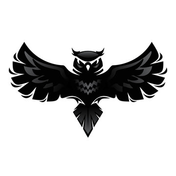 Owl flying bird silhouette icon design isolated on white. Vector