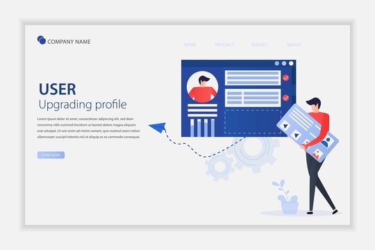 Illustration vector of User upgrading his profile on social media applicastion. Change photo profile, Choose avatar for mobile app accounts. Suitable for landing page, web, flyer, and banner.