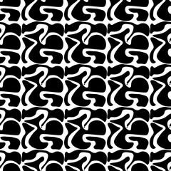 seamless black and white pattern with abstract shapes. vector illustration
