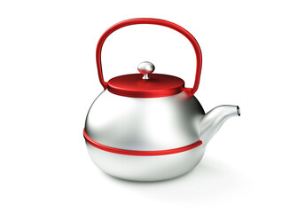Stylish insulated plastic electric white kettle. 3d illustration, 3d rendering.