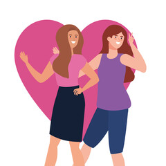 happy women with heart background, healthy lifestyle, celebrating holiday