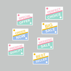 Set of sale stickers. Colorful abstract design.