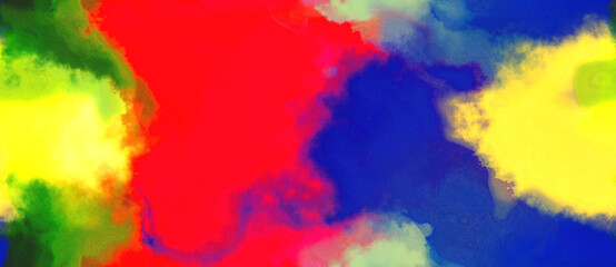 abstract watercolor background with watercolor paint with crimson, dark slate blue and pastel orange colors and space for text or image