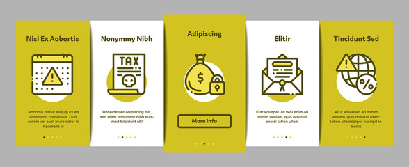 Bankruptcy Business Onboarding Mobile App Page Screen Vector. Bankruptcy Shop And Company, Closed Office And Store, Tax And Crisis, Broken Card And Piggy Color Illustrations