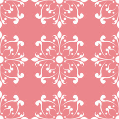 Floral seamless pattern. White flowers on pink background