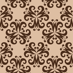 Beige floral seamless background. With brown flower design