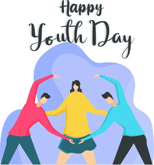Happy Youth Day vector concept: portrait of friends doing love shape pose