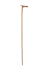 old original wooden and steel walking stick on white background