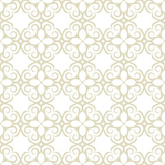 Floral seamless background. Olive green design on white background