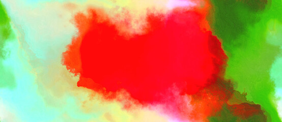 abstract watercolor background with watercolor paint with red, tea green and dark green colors