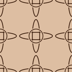 Geometric seamless background. Brown beige round pattern
