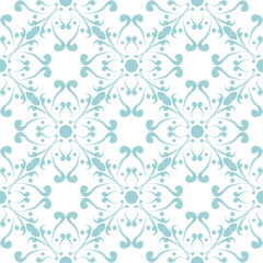 Floral seamless pattern. Blue flowers on white background
