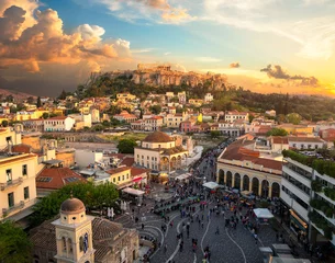 Fotobehang De prachtige stad Athene met de akropolis erboven © Cara-Foto