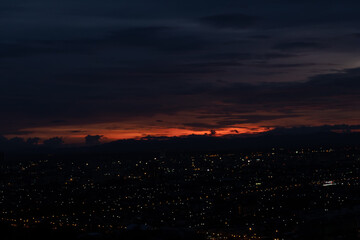 Evening city Hat Yai from Khao Kho Hong view Hat Yai, Songkhla. The twilight sky in sunset city top view