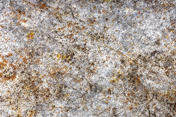 Scratched metal texture. Peeling paint background. White rusty brushed iron sheet. Cracked steel pattern. Industrial backdrop for graphic design.