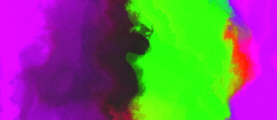 abstract watercolor background with watercolor paint with neon green, purple and magenta colors. can be used as background texture or graphic element