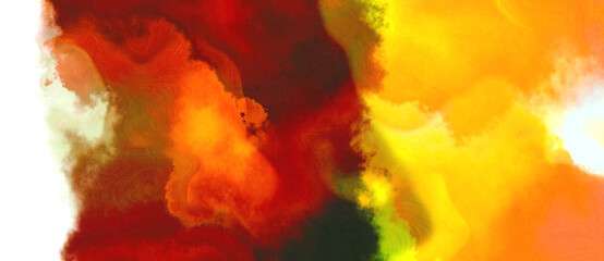 abstract watercolor background with watercolor paint with firebrick, tangerine yellow and golden rod colors