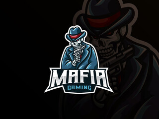 Mafia skull mascot sport logo design