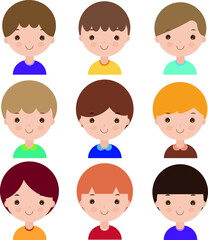Set of cute boys isolated on white background
