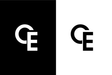 CE, EC Letter logo design template vector