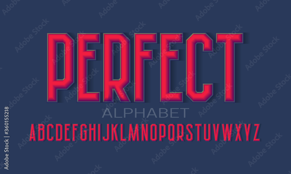 Fototapete perfect alphabet of 3d letters with shadow. volumetric display font. isolated english alphabet.