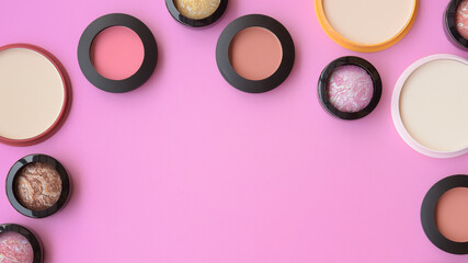 collection of make up and cosmetic beauty products arranged                                                                                                                                