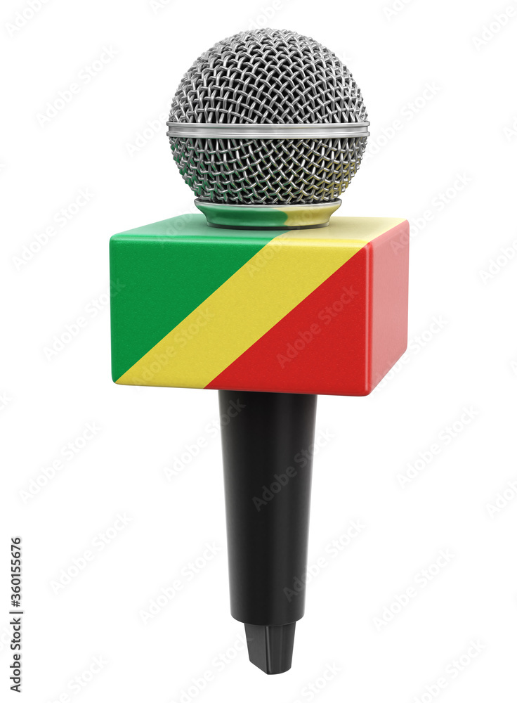 Poster microphone and congo flag. image with clipping path