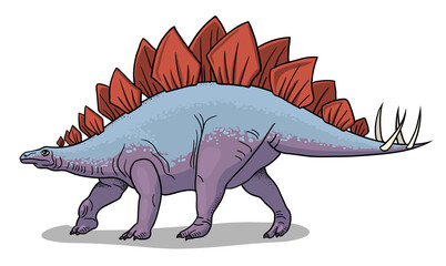 Stegosaurus dinosaur vector illustration in cartoon style.