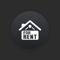 Home for Rent Sign -  Matte Black Web Button