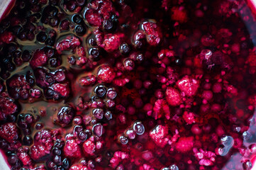 Strawberry, blueberry and raspberry jam