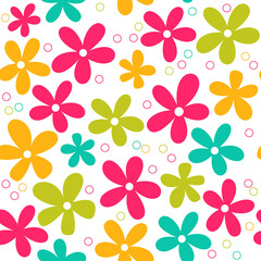 Seamless floral pattern with bright flowers. Doodle pattern. Hand drawn. Vector illustration	
