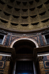 Altar and ceiling inside the Pantheon in Rome