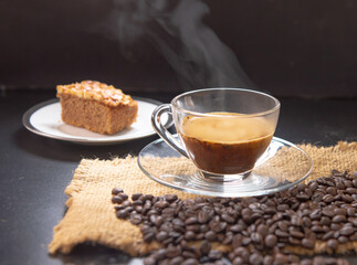 cup of coffee with beans