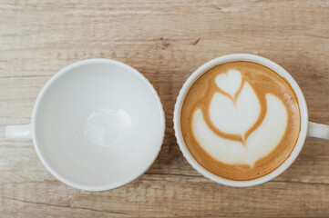 two cups of coffee cappuccino